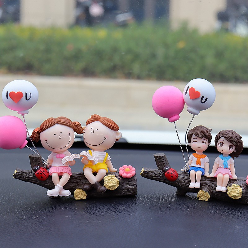 The well-behaved couple on the tree branch Cute Couple Car Ornament for view 2