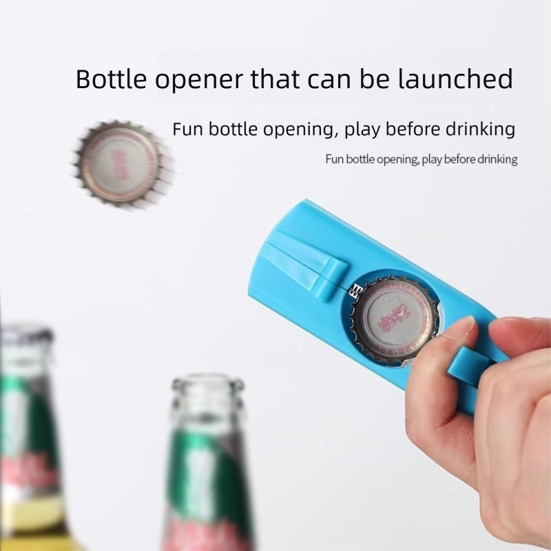 2-Pack Black and grey Fun Bottle Opener with Cap Ejection Mechanism – Compact view 3