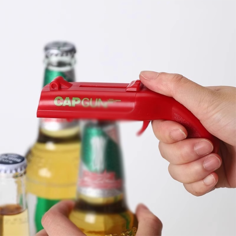 2-Pack Black and red Fun Bottle Opener with Cap Ejection Mechanism – Compact view 4