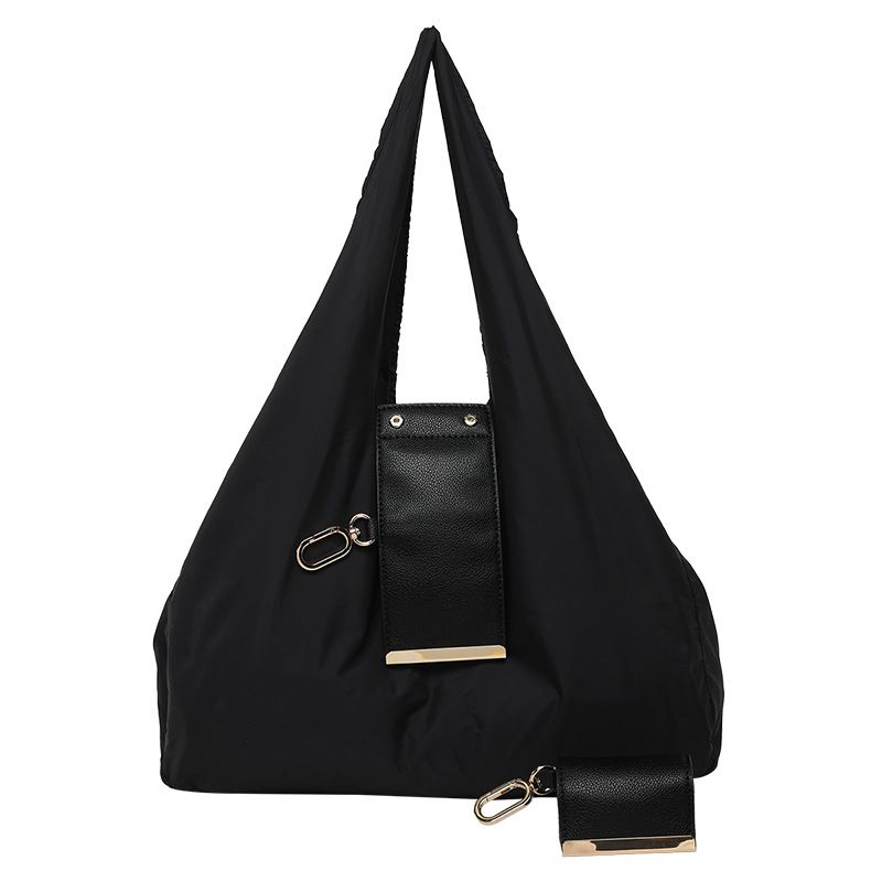 Black Foldable Tote Bag with Built-In Storage Pouch – Compact Reusable