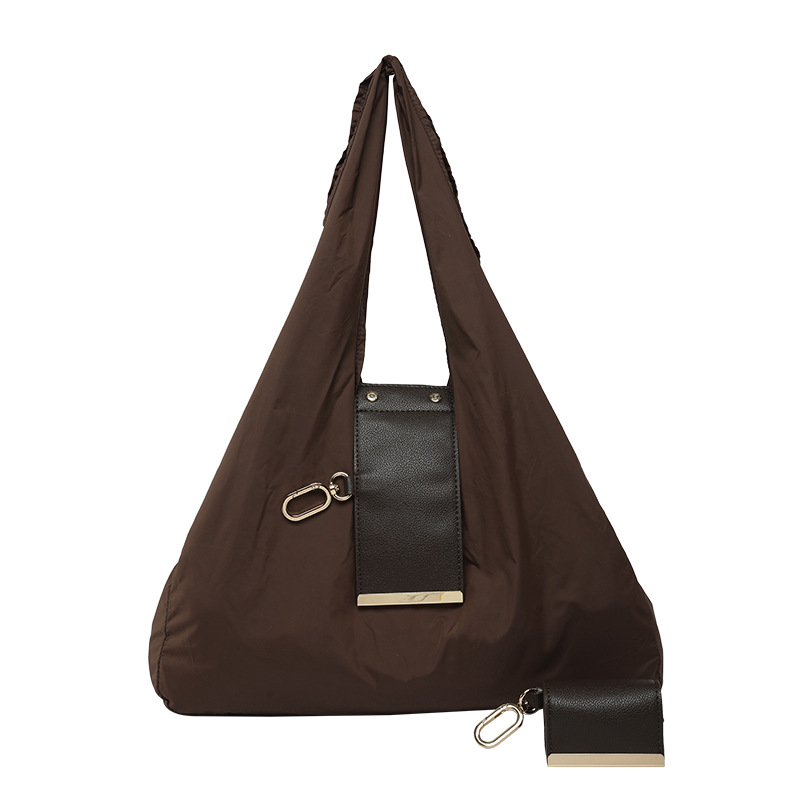 Coffee color Foldable Tote Bag with Built-In Storage Pouch – Compact Reusable