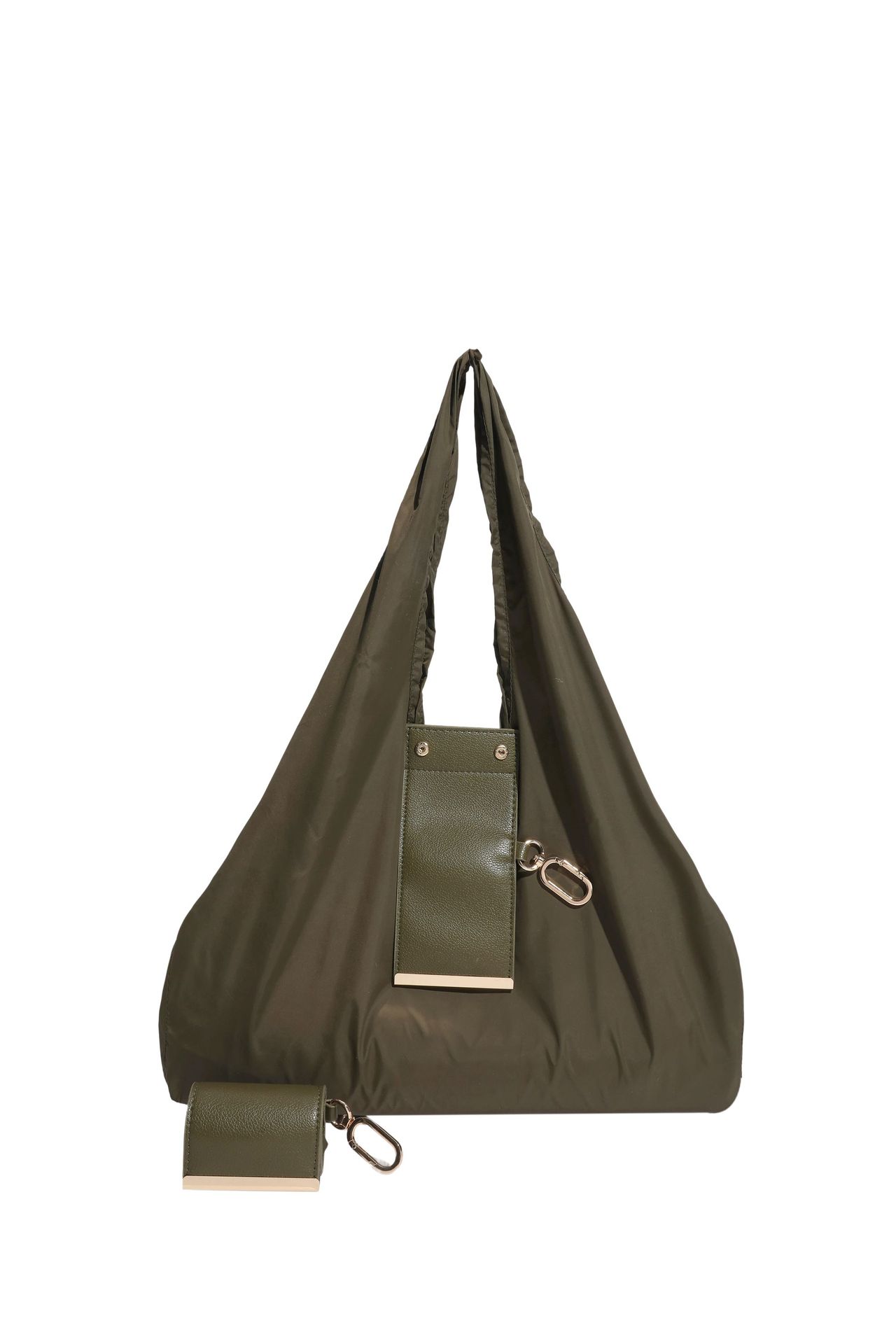 Olive drab Foldable Tote Bag with Built-In Storage Pouch – Compact Reusable