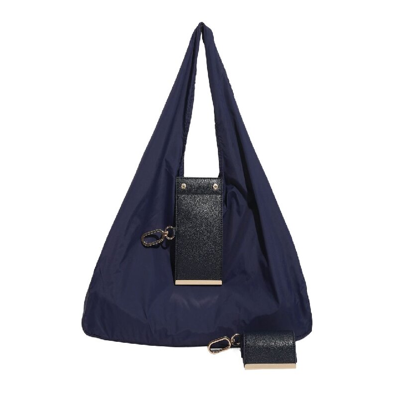 Navy blue Foldable Tote Bag with Built-In Storage Pouch – Compact Reusable