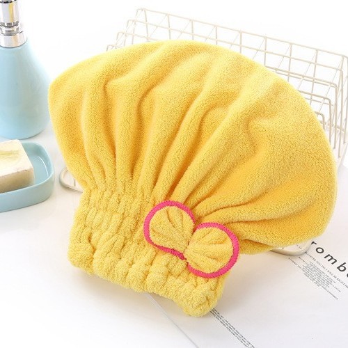 3-Pack Yellow Thickened Coral Fleece Hair Drying Towel Cap – Double-Layered