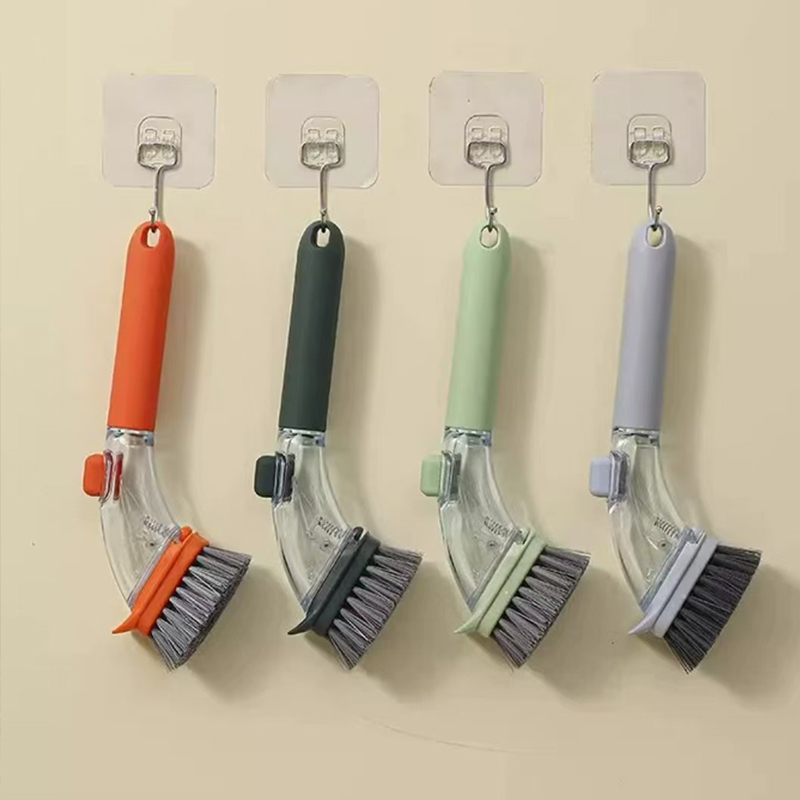 Orange Long-Handled Liquid Dispensing Pot Scrubber – Multi-Use Kitchen view 5