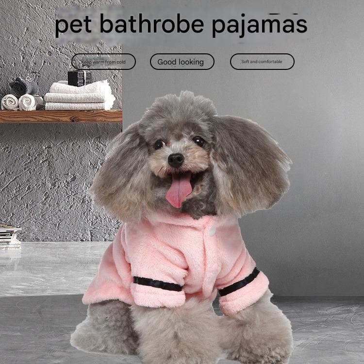Purple Cozy Pet Bathrobe Sleepwear – Plush Fleece Dog Robe with Hood and view 2