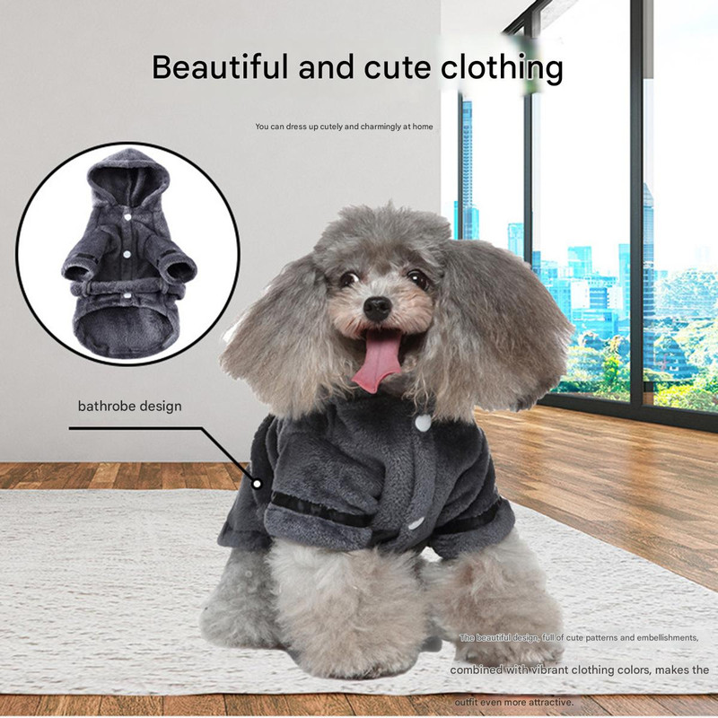 Pink Cozy Pet Bathrobe Sleepwear – Plush Fleece Dog Robe with Hood and view 4