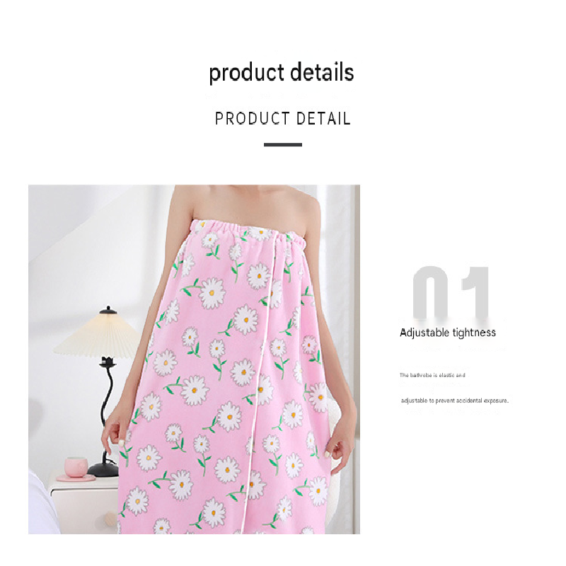 Blue Coral Fleece Bath Skirt with Matching Hair Towel – Soft Absorbent Wrap view 3