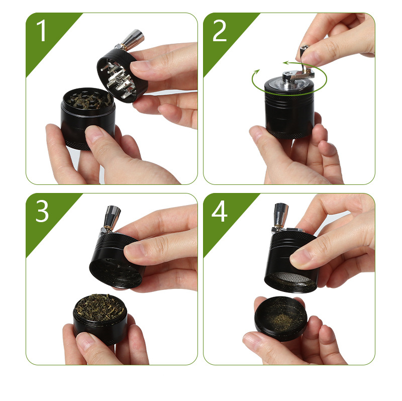 Blue 40mm Zinc Alloy 4-Layer Hand-Crank Grinder – Compact Metal Spice & Herb view 4