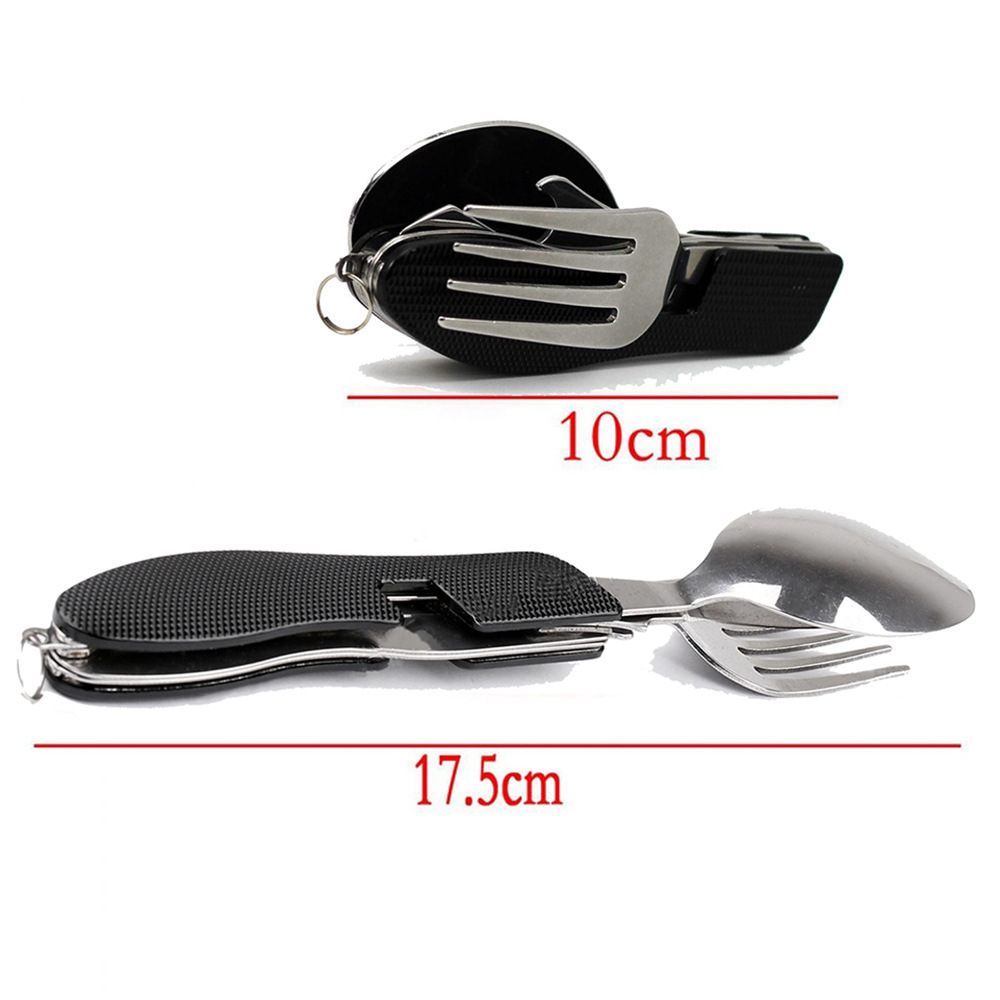 2-PCS Blue Stainless Steel Folding Cutlery Set – Compact 3-in-1 Knife view 3