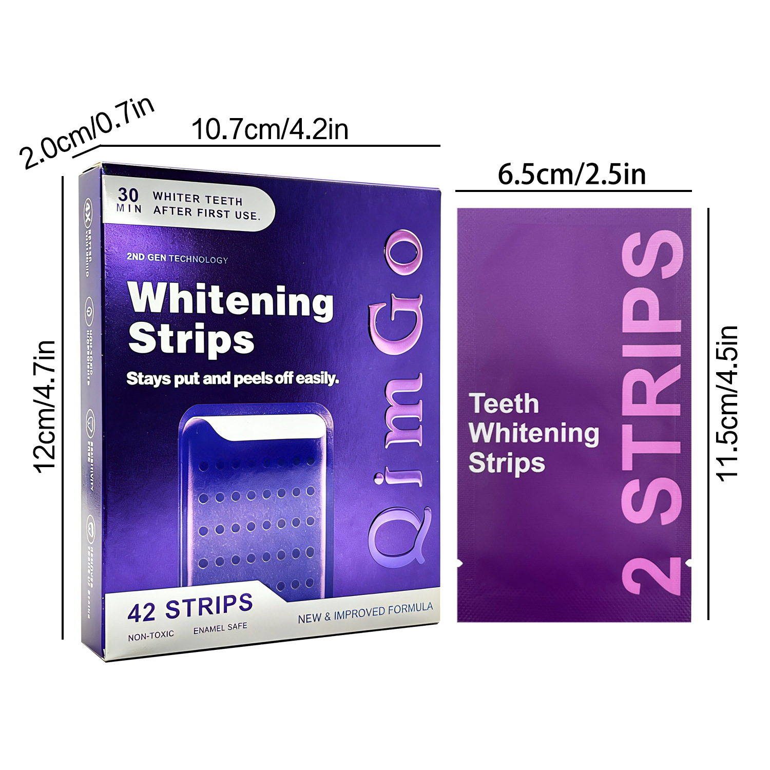 21 Pairs Purple Teeth Whitening Strips – Stain-Removing Film for Brighter Smile view 5