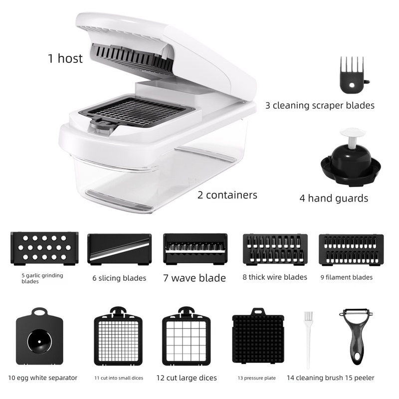White Multifunctional Vegetable Slicer – Manual Kitchen Cutter with Adjustable