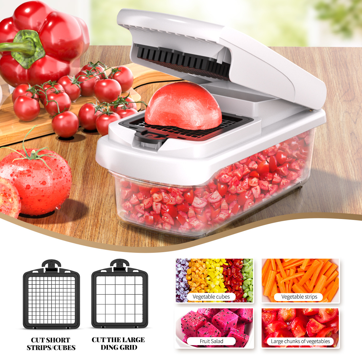 Green Multifunctional Vegetable Slicer – Manual Kitchen Cutter with Adjustable view 4