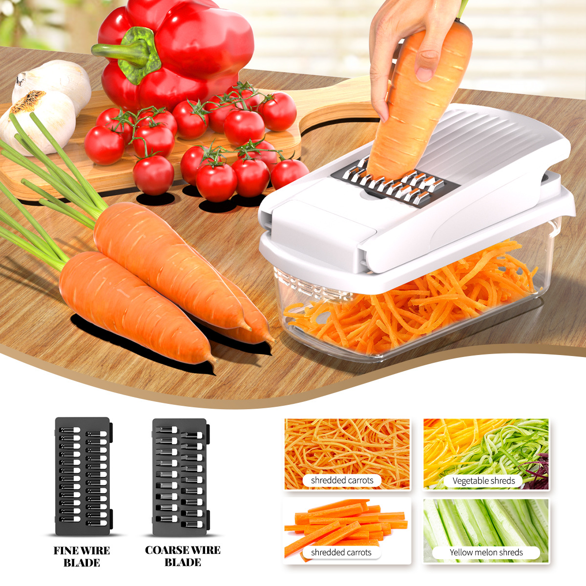 Green Multifunctional Vegetable Slicer – Manual Kitchen Cutter with Adjustable view 5