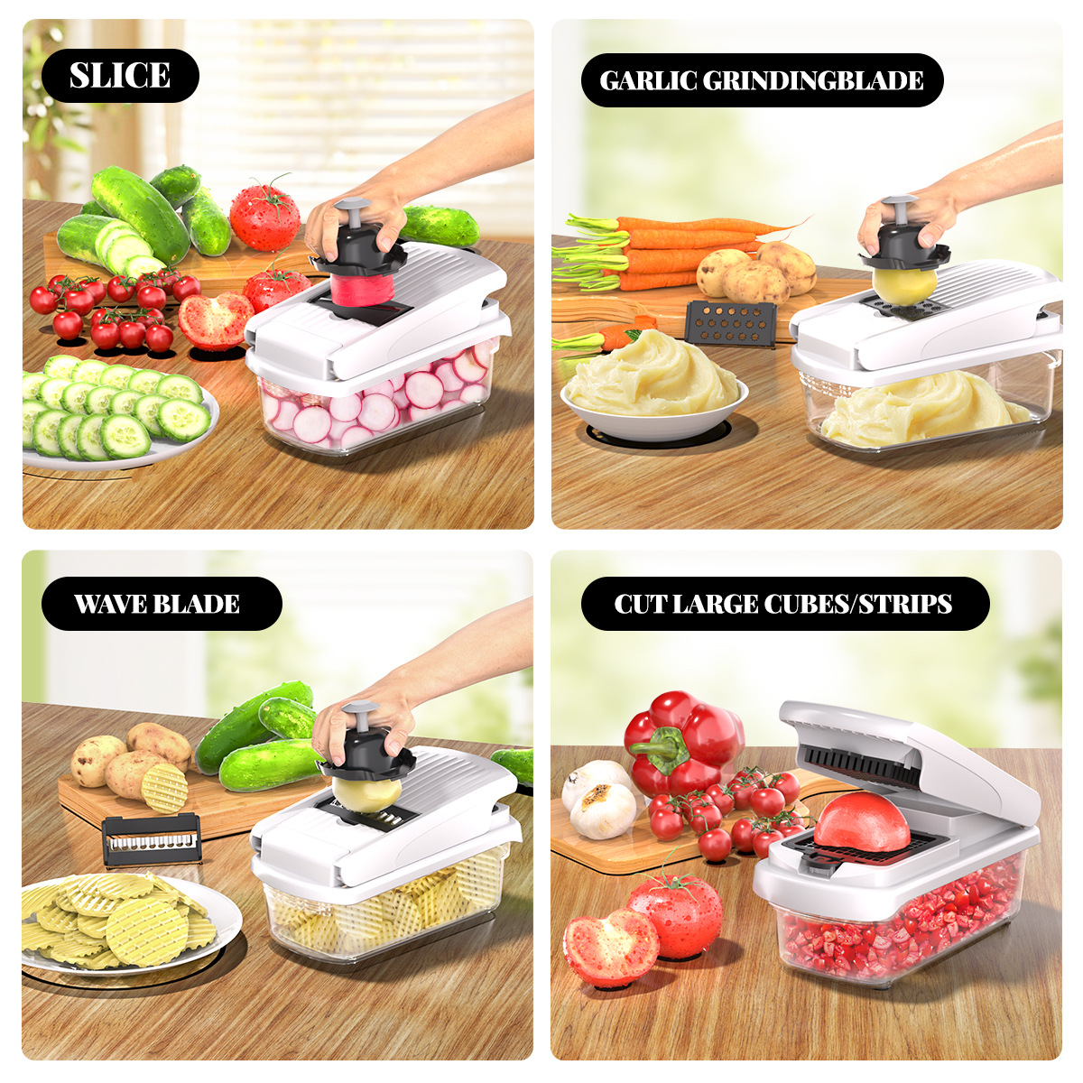 Green Multifunctional Vegetable Slicer – Manual Kitchen Cutter with Adjustable view 6