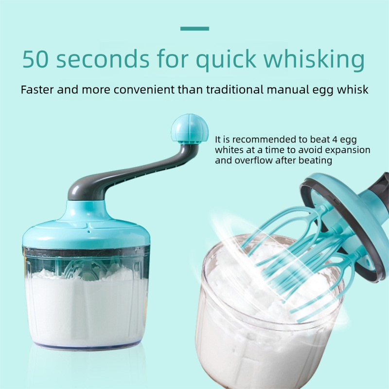 Green Manual Hand-Crank Egg Beater – Semi-Automatic Whisk for Whipping Cream view 4