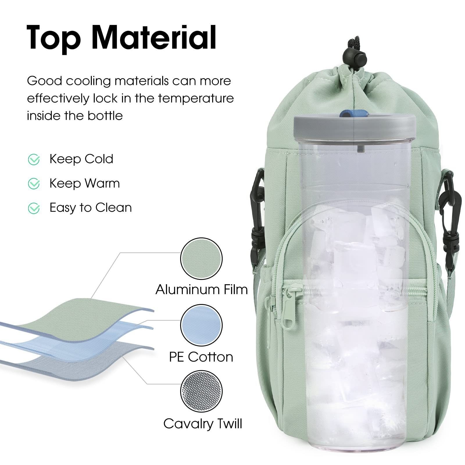 Purple Water Bottle Carrier with Drawstring Closure – Adjustable Shoulder Strap view 2