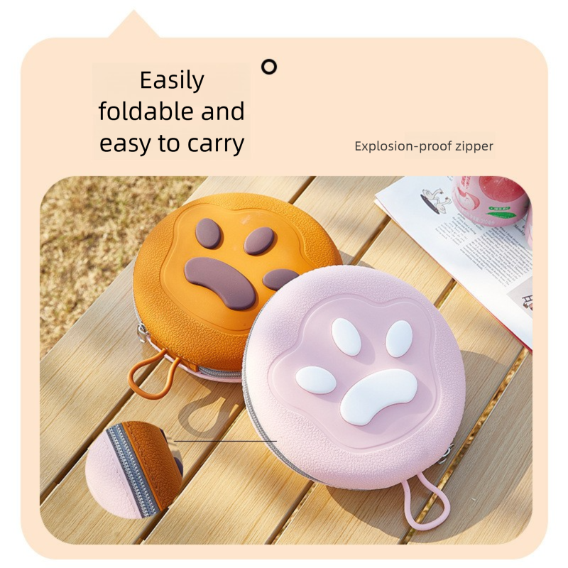 Pink Portable Foldable Dual Bowl for Pets – Silicone Feeding and Water Dish view 3