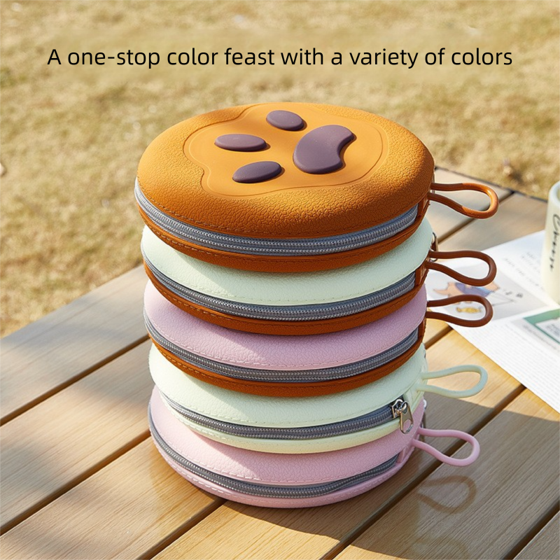 Pink Portable Foldable Dual Bowl for Pets – Silicone Feeding and Water Dish view 5