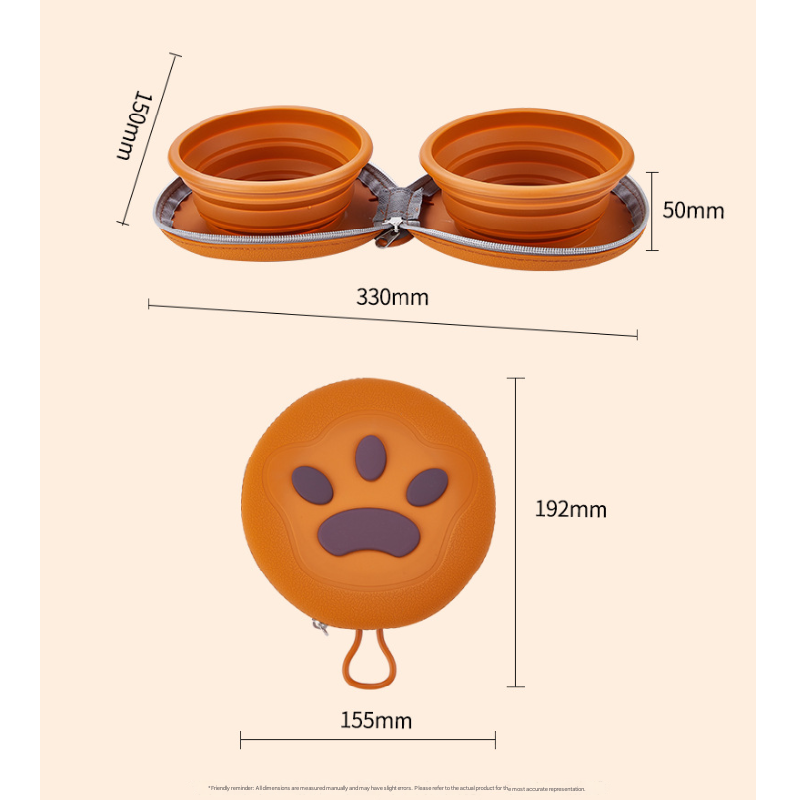 Pink Portable Foldable Dual Bowl for Pets – Silicone Feeding and Water Dish view 6