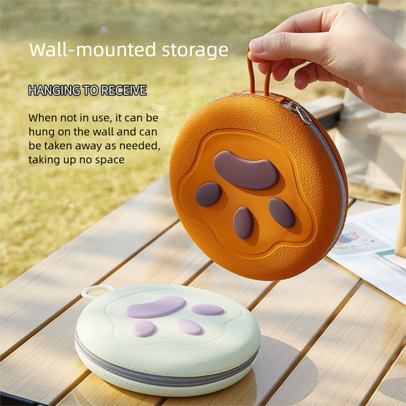 Brown and pink Portable Foldable Dual Bowl for Pets – Silicone Feeding and view 2