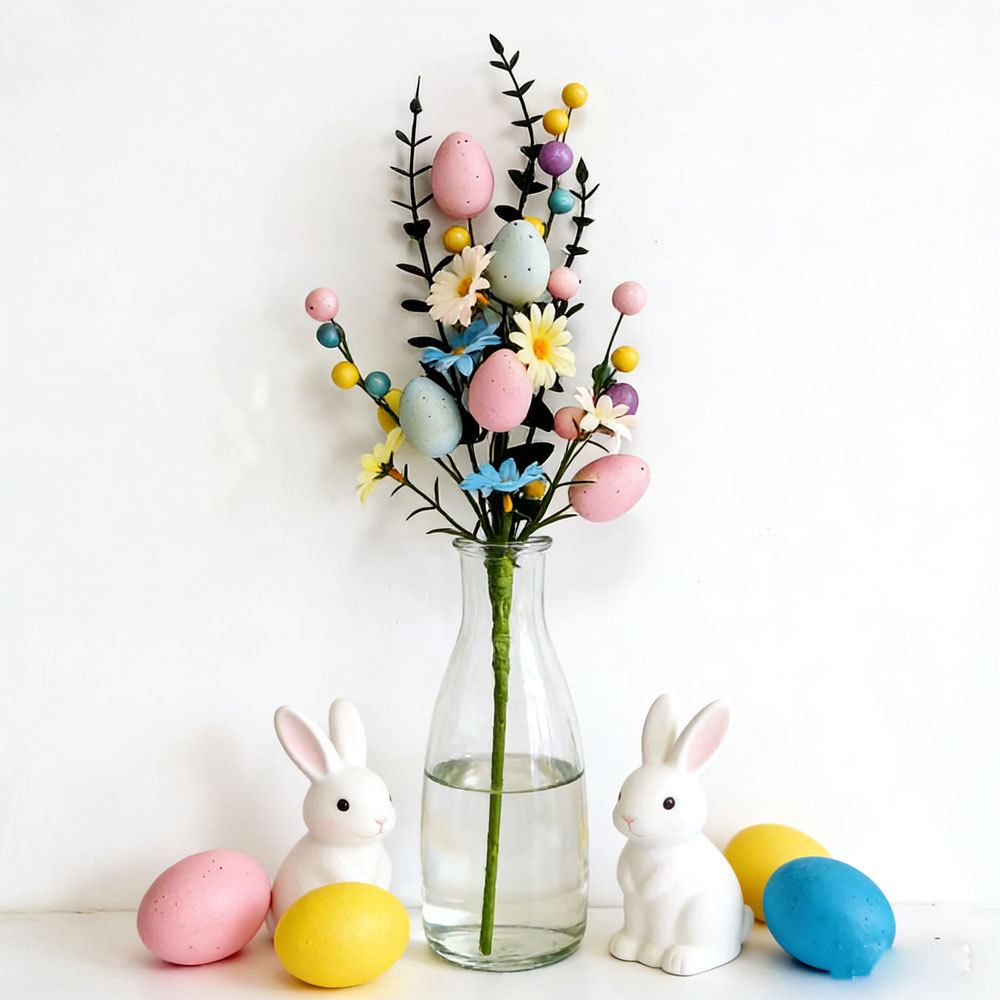 2-Piece Tulip Easter Artificial Floral Arrangement with Decorative Egg Accents view 3