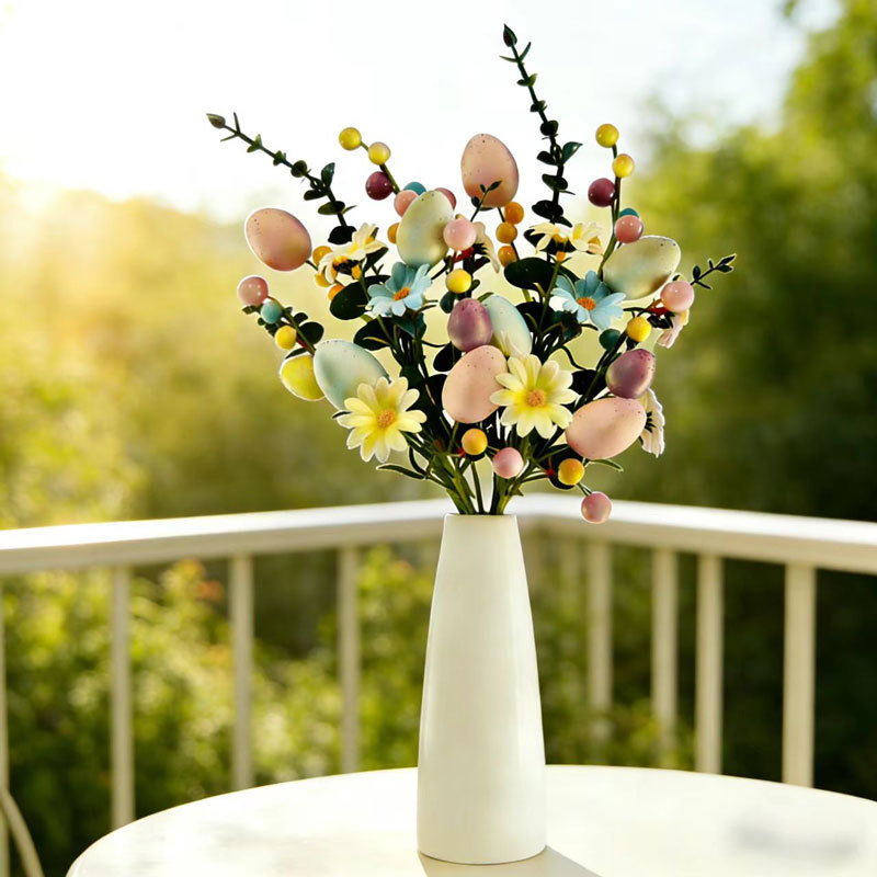 2-Piece Tulip Easter Artificial Floral Arrangement with Decorative Egg Accents view 4