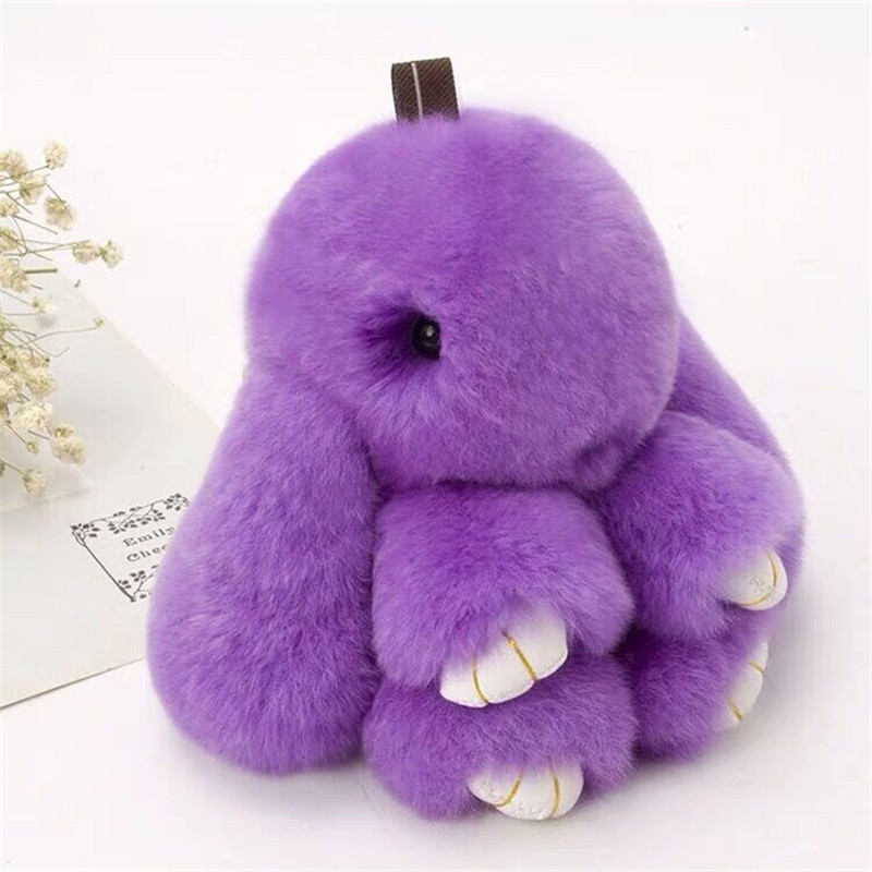 Fluffy Mini Rex Rabbit Fur Keychain Cute Bunny Bag Charm - Soft Plush Animal