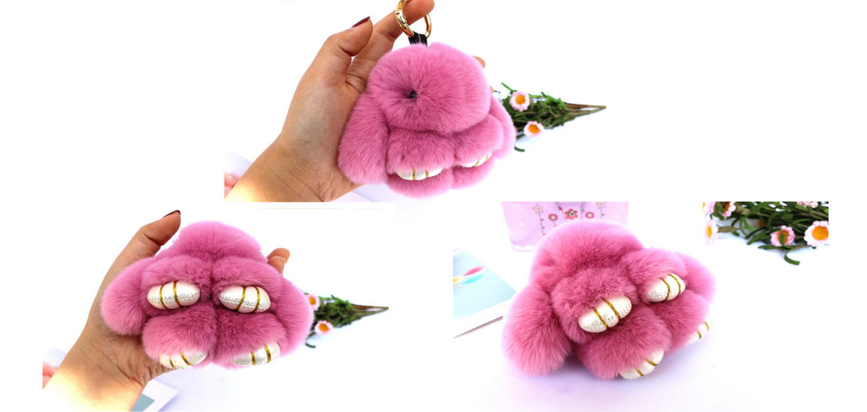 Fluffy Mini Rex Rabbit Fur Keychain Cute Bunny Bag Charm - Soft Plush Animal view 2