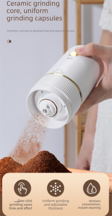 Portable Electric Coffee Grinder Wireless Rechargeable Burr Mill with Cleaning view 2