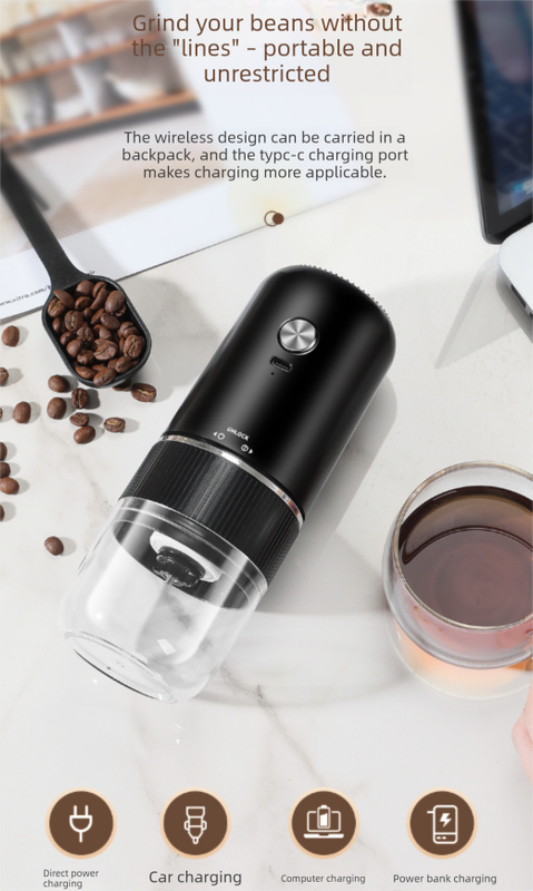 Portable Electric Coffee Grinder Wireless Rechargeable Burr Mill with Cleaning view 3
