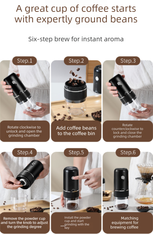 Portable Electric Coffee Grinder Wireless Rechargeable Burr Mill with Cleaning view 11