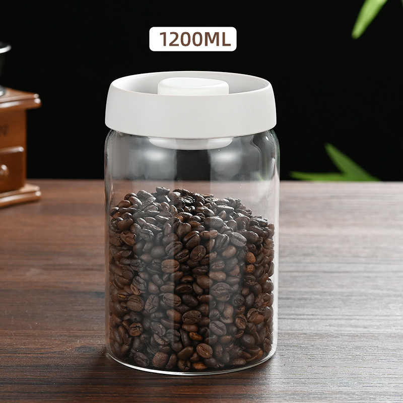 1200ml Large Vacuum Sealed Glass Canister - One-Press Airtight Food Storage