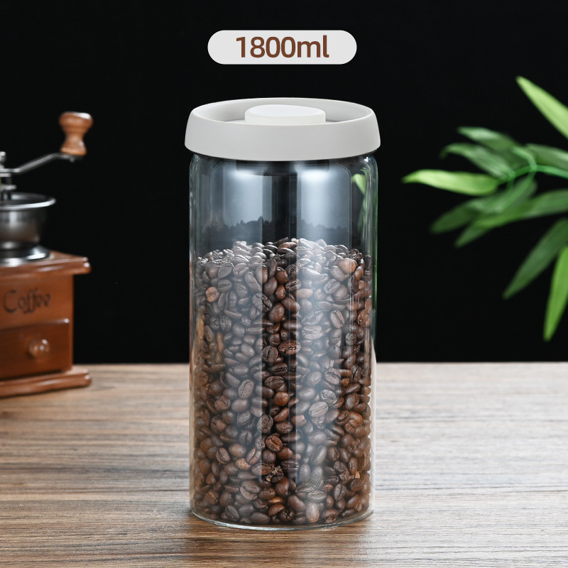 1800ml Extra Large Vacuum Sealed Glass Canister - One-Press Airtight Food
