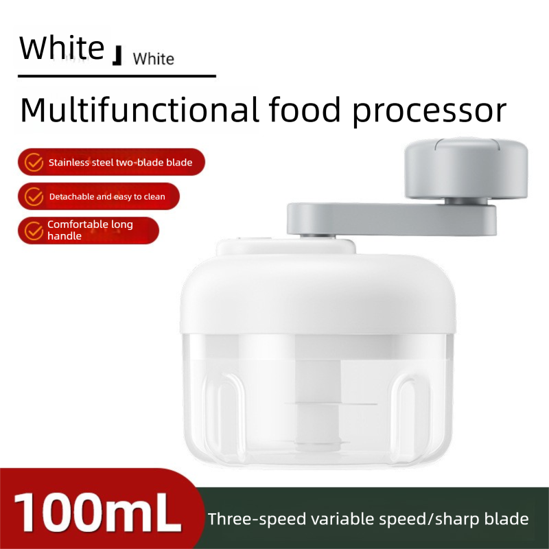 Manual Mini Garlic Chopper & Food Processor 100ml Portable 3-Speed Hand-Crank