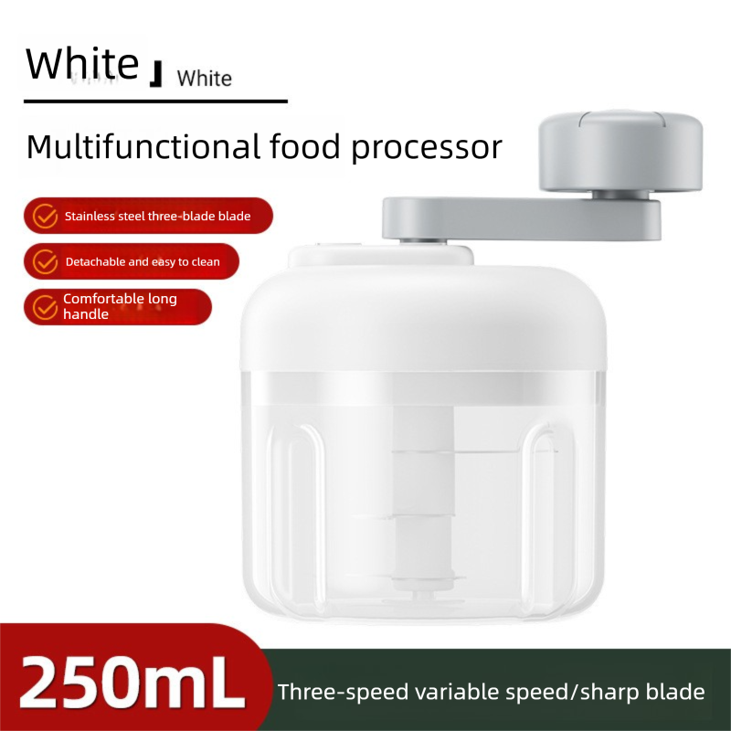 Manual Garlic Chopper & Food Processor 250ml Portable 3-Speed Hand-Crank