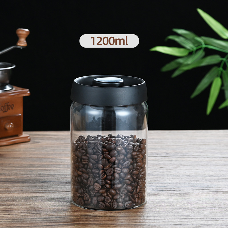 1200ml Large Vacuum Sealed Glass Canister - One-Press Airtight Food Storage