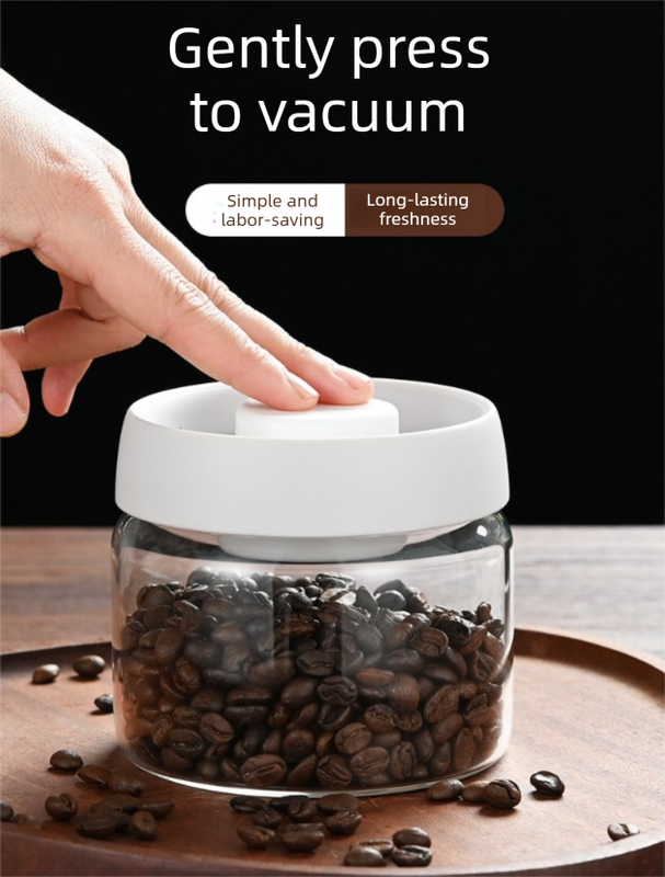 1200ml Large Vacuum Sealed Glass Canister - One-Press Airtight Food Storage view 3