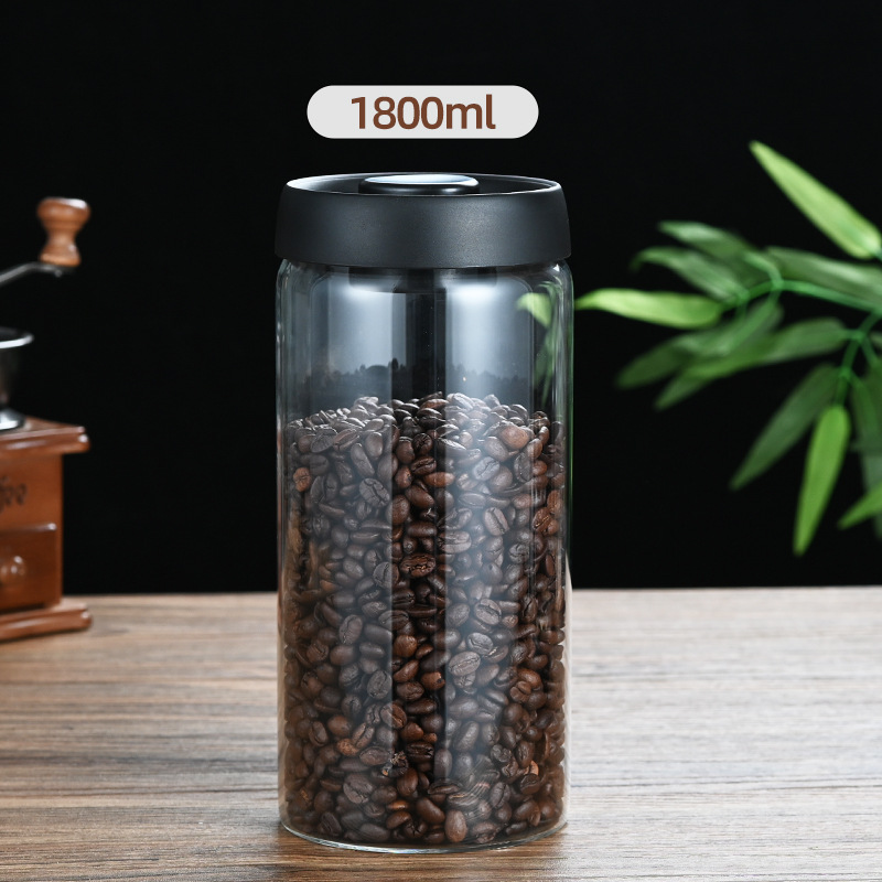 1800ml Extra Large Vacuum Sealed Glass Canister - One-Press Airtight Food