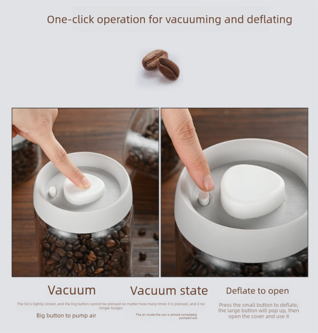 500ml Vacuum Sealed Glass Coffee Canister - One-Press Airtight Food Storage view 4