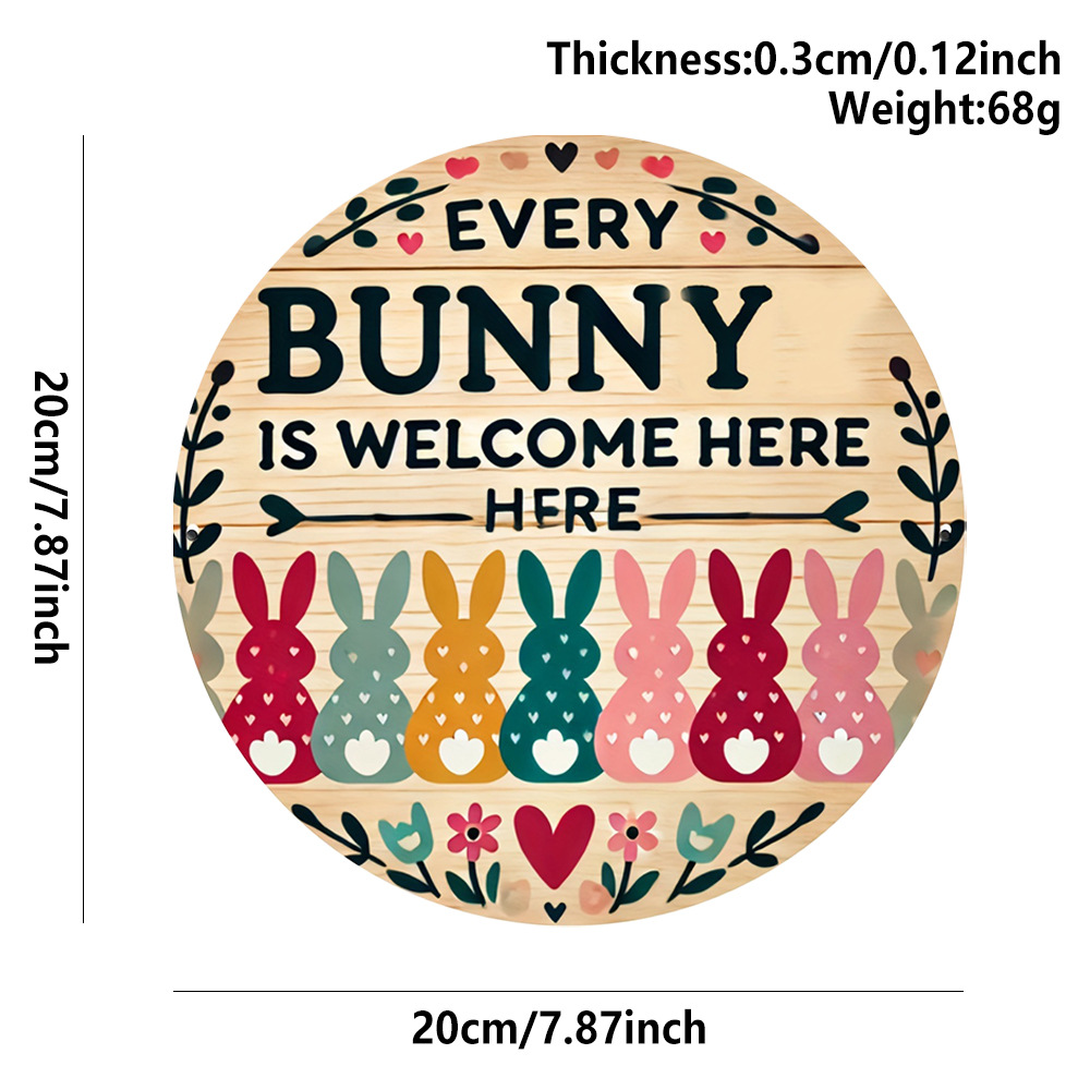 Easter Wooden Door Sign & Hanging Ornament 3-Piece Set – Colorful Bunny Slogans view 2