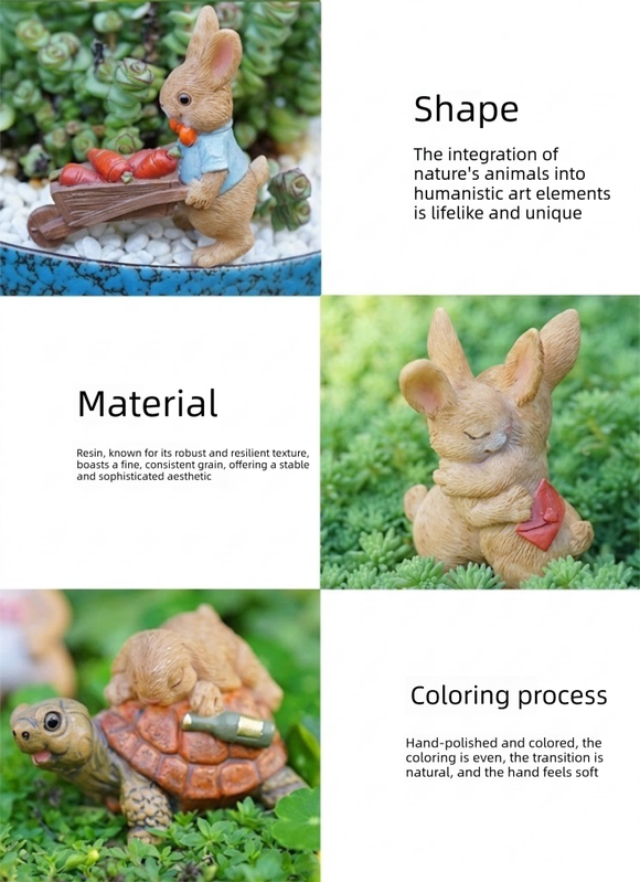 Garden Style "Toilet Bunny" Succulent Planter Decoration – Humorous Rabbit view 3