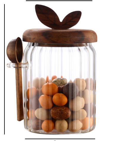 600ml Premium Borosilicate Glass Storage Jar with Acacia Wood Lid & Integrated