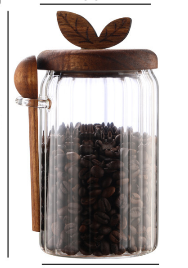 800ml Premium Borosilicate Glass Storage Jar with Acacia Wood Lid & Integrated