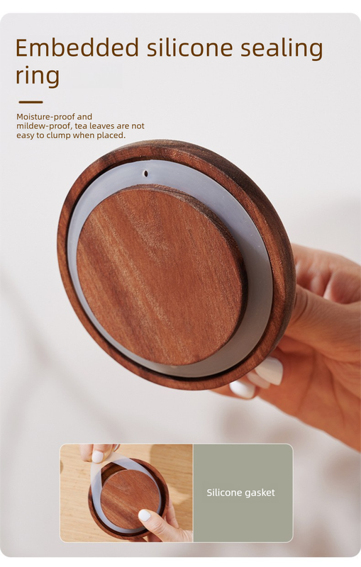 800ml Premium Borosilicate Glass Storage Jar with Acacia Wood Lid & Integrated view 4