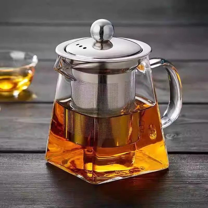 450ml Heat Resistant Glass Teapot with 304 Stainless Steel Infuser Square Base