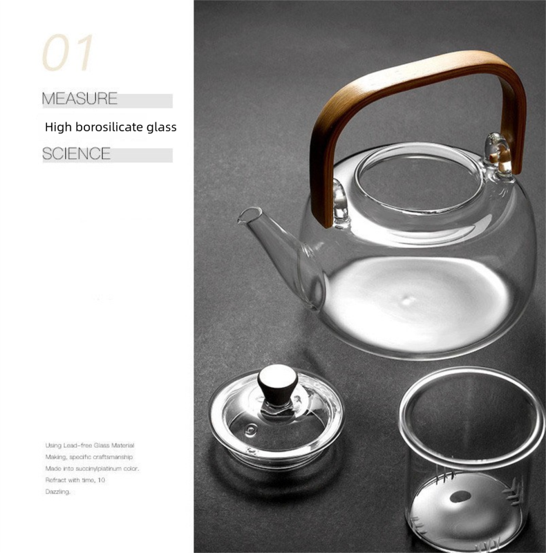 1500ml Heat Resistant Glass Teapot with Bamboo Handle and Glass Infuser Loose view 5
