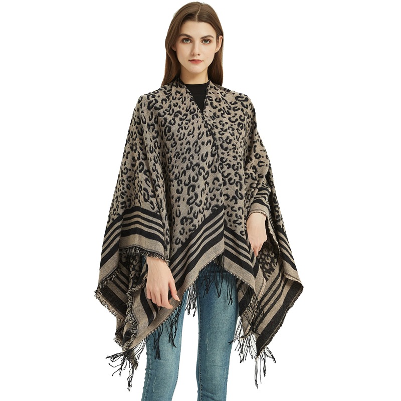 Women's Plaid Open-Front Poncho Cape – Soft Faux Cashmere Scarf Wrap with