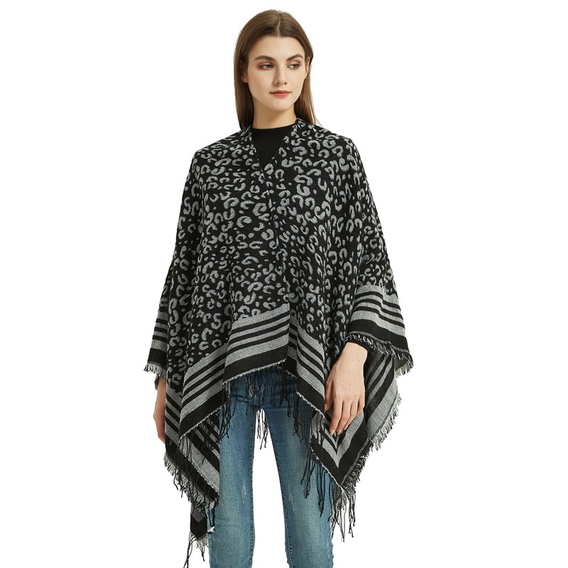 Women's Plaid Open-Front Poncho Cape – Soft Faux Cashmere Scarf Wrap with