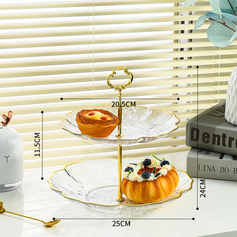 2-Tier Modern Fruit & Snack Stand – White Reinforced Tiered Platter with — image 1